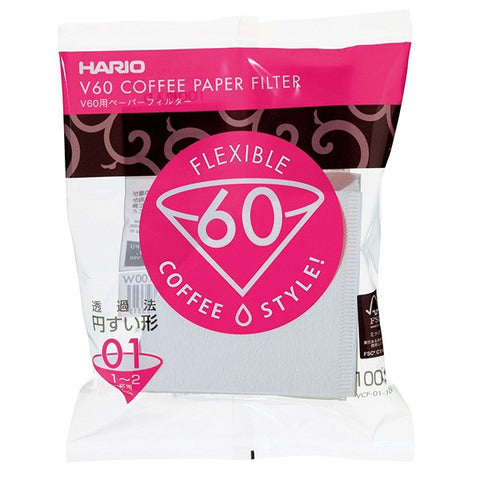 Bělené papírové filtry V60-01 100ks