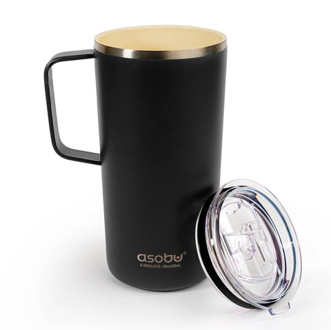 ASOBU TOWER MUG termohrnek s keramickou vrstvou BLACK, 590ml