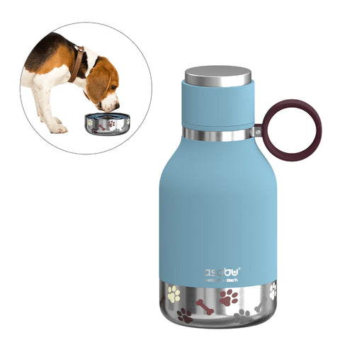 ASOBU nerezová termoska na vodu s psí miskou BLUE, 975ml